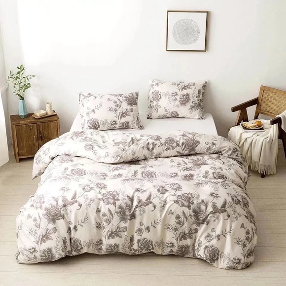 creamy white Duvet cover 3pcs floral set - Picture 1 of 1